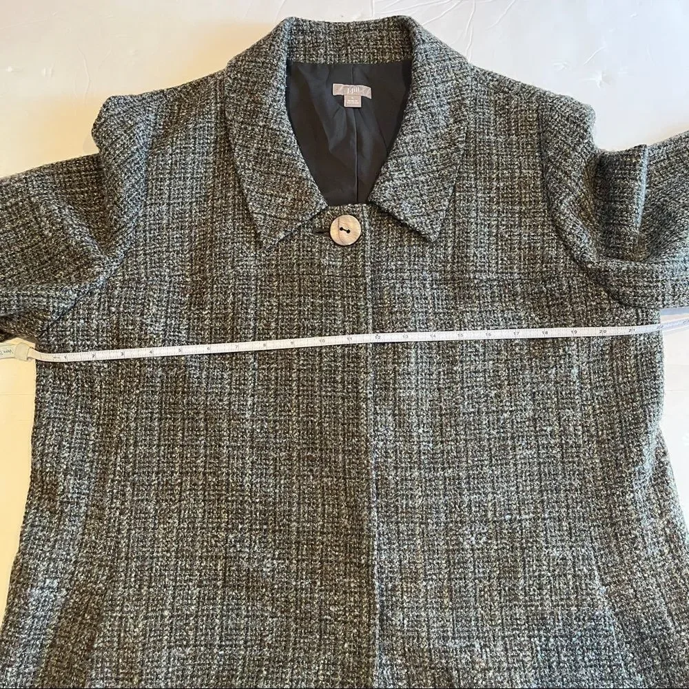 J Jill gray tweed short sleeve wool blend snap front blazer jacket - Picture 10 of 11
